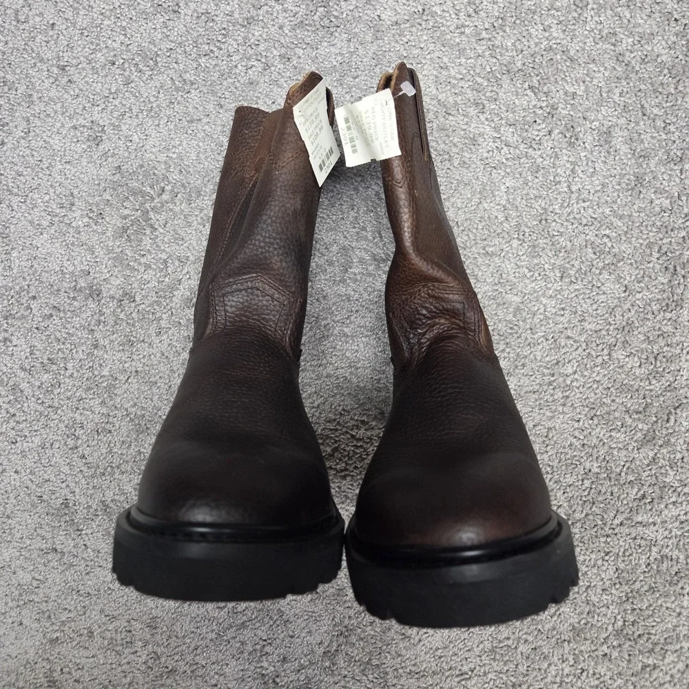 Justin Boots Mens 9.5M Brown Leather Work Workwear Heritage Utility Axe Dark